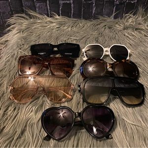 7 Pairs of FASHION SUNGLASSES 2 NWTs 5 GUC Aviators/Heart/Round BUNDLE